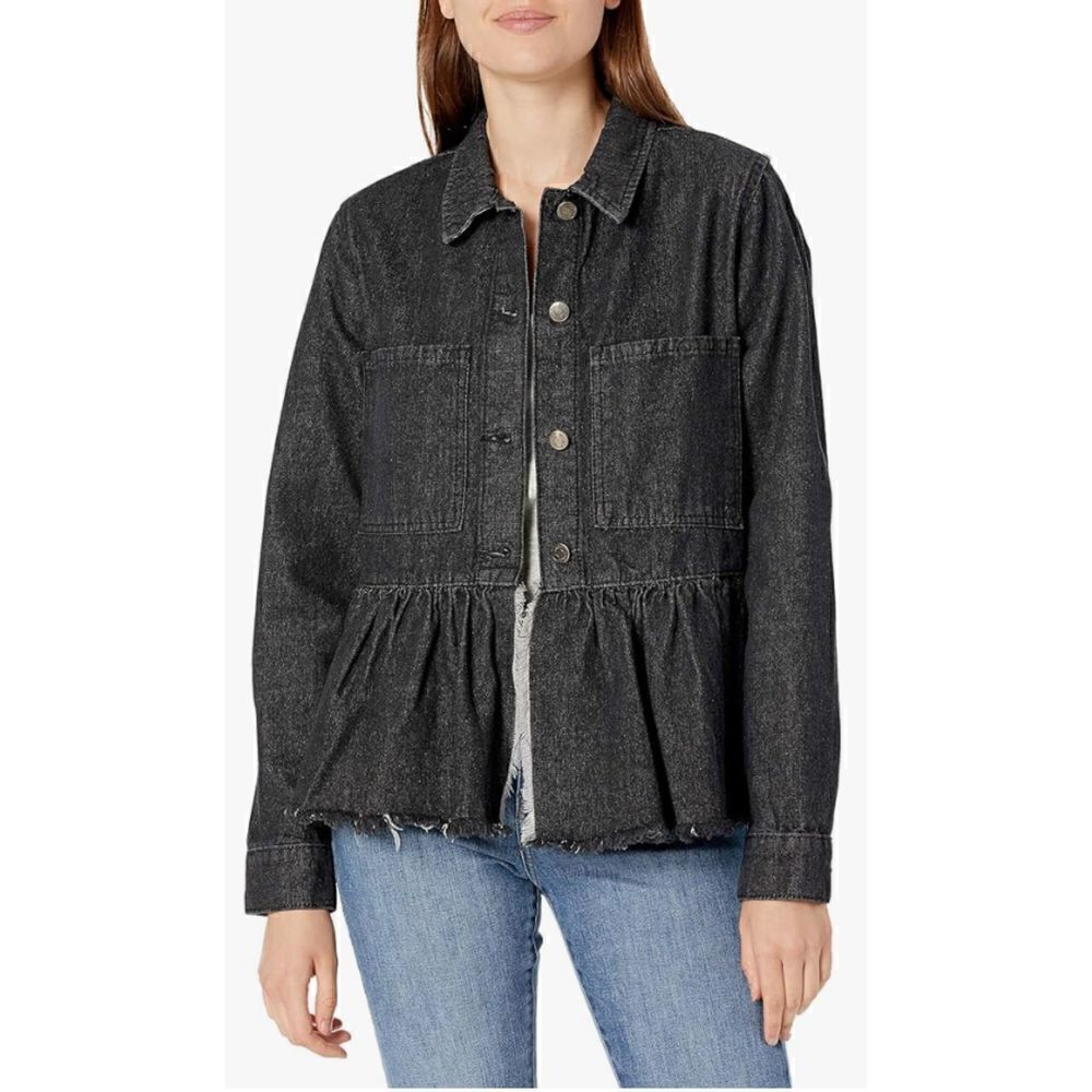 Mud Pie Womens Medium Denim Peplum Jacket